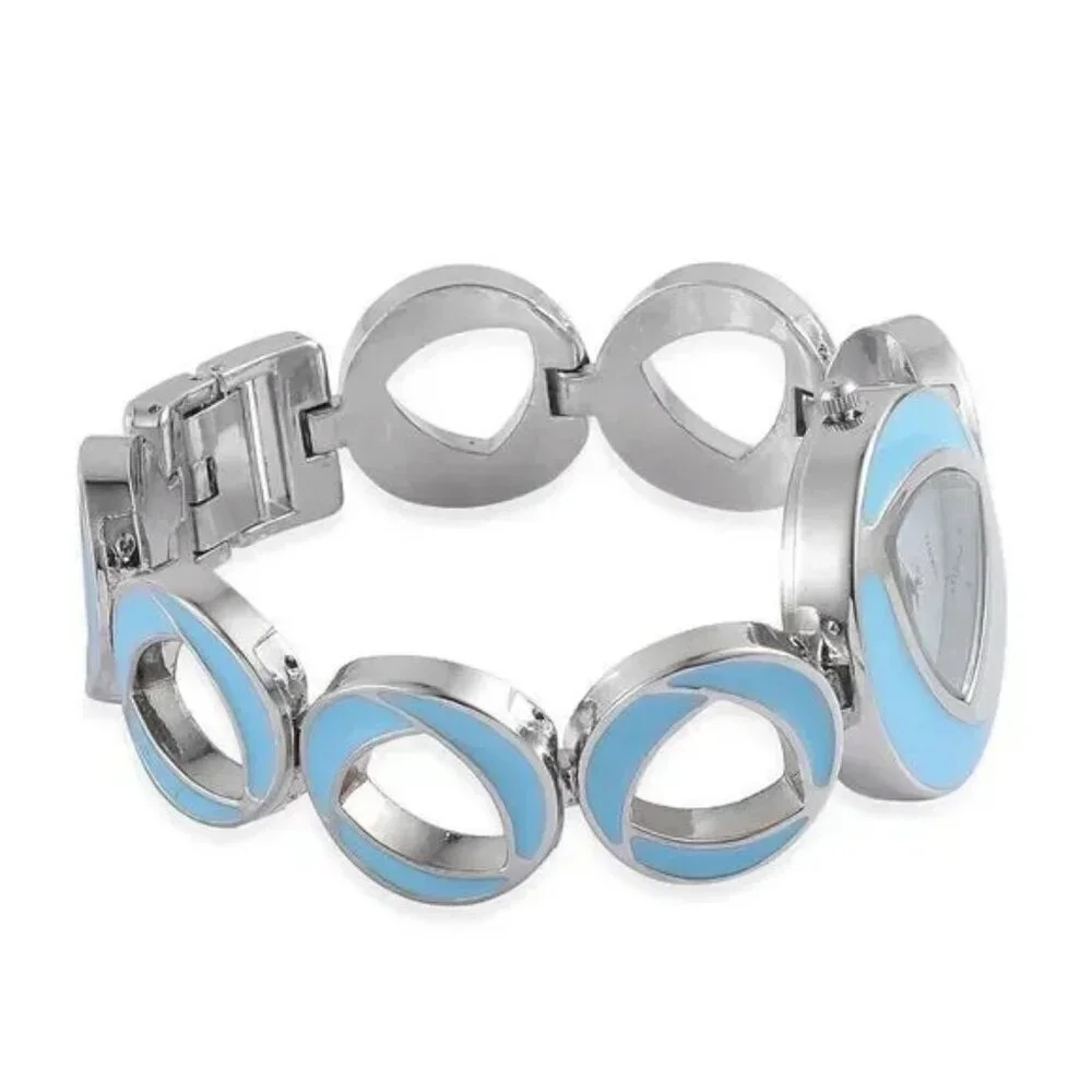 STRADA Watch and Necklace Blue Stainless Steel Original Box